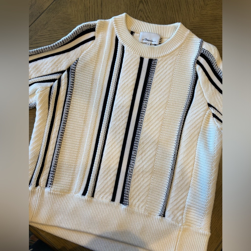 3.1 Phillip Lim White and Black Striped Sweater